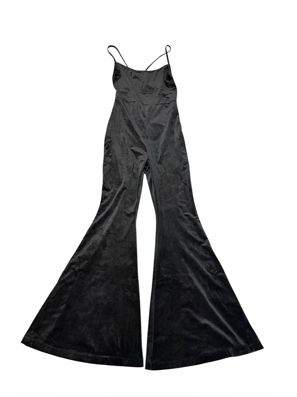 AKIRA Hey Girl Hey Velvet Jumpsuit Black Size L NWT Open Back Flare Pants - Picture 3 of 5
